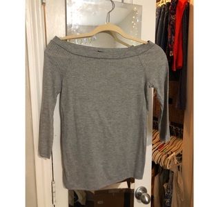 Zara Grey Boat Neck Off the Shoulder Top